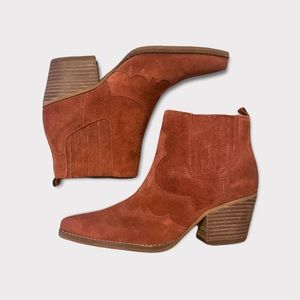 Sam Edelman Womens Winona Western Bootie Cowboy Boots NEW Paprika Suede Size 6.5
